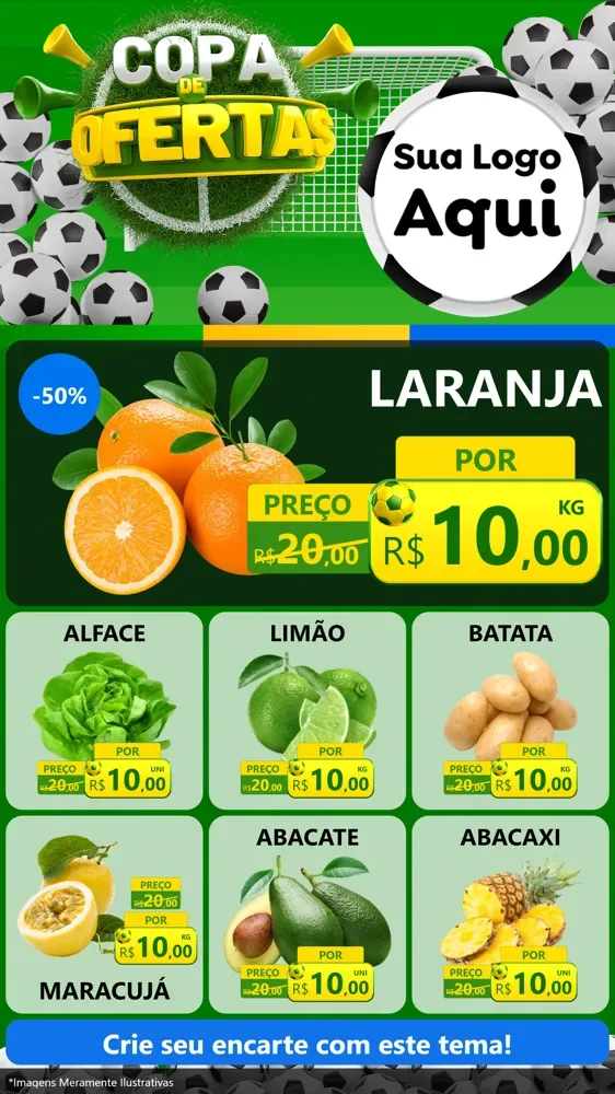 Modelo de Rede Social para Stories com o tema Copa De Ofertas para Hortifrúti