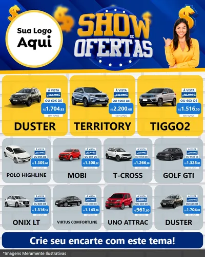 Modelo de Rede Social para Feed Instagram com o tema Show de Ofertas para Concessionaria de Carros
