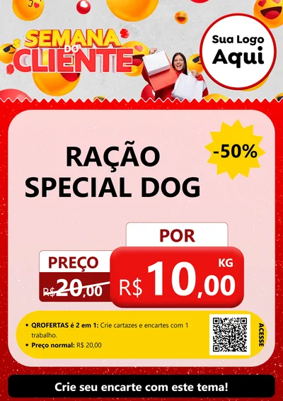 Modelo de Cartaz para Cartaz A4 Vertical com o tema Semana do Cliente para Pet Shop