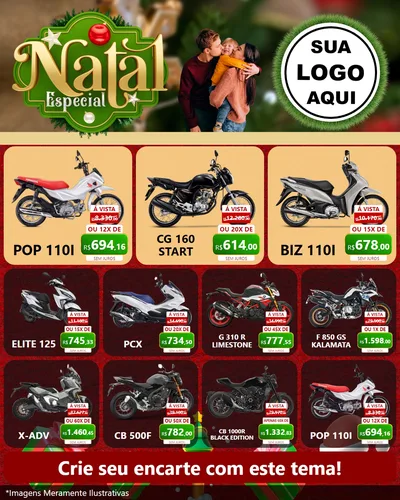 Modelo de Rede Social para Feed Instagram com o tema Natal Especial para Concessionaria de Motos