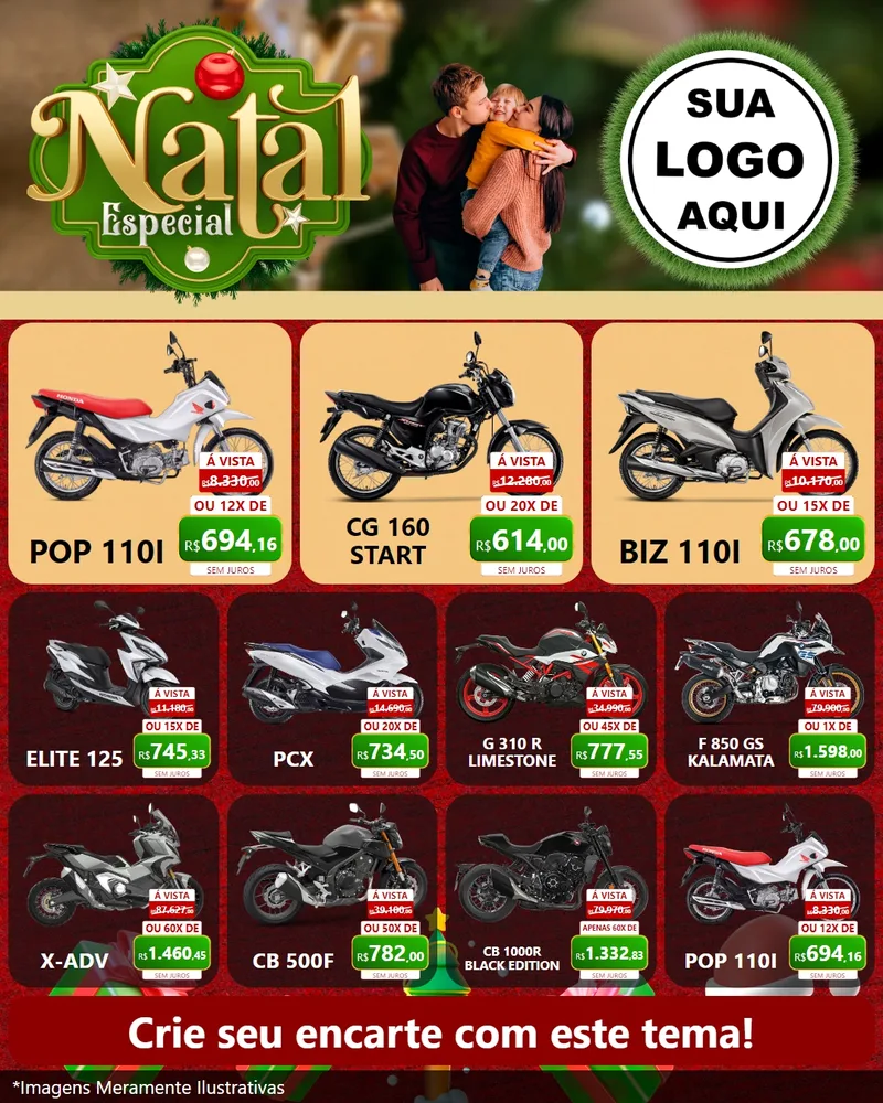 Modelo de Rede Social para Feed Instagram com o tema Natal Especial para Concessionaria de Motos