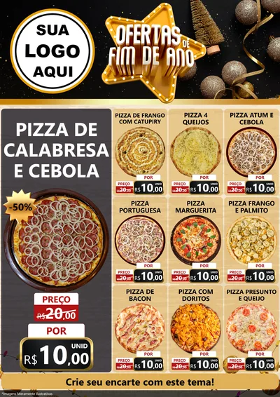 Modelo de Encarte para Encarte A4 Vertical com o tema Ofertas de Fim de Ano para Pizzaria