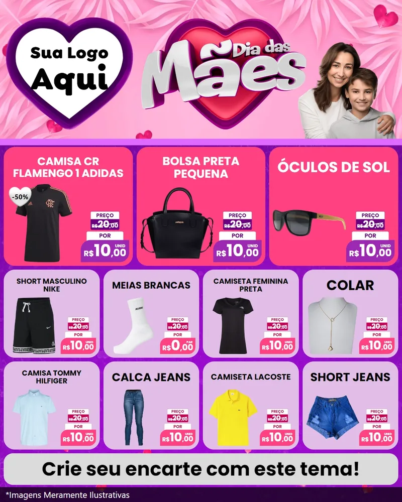Modelo de Rede Social para Feed Instagram com o tema Dia das Mães para Roupas e acessórios