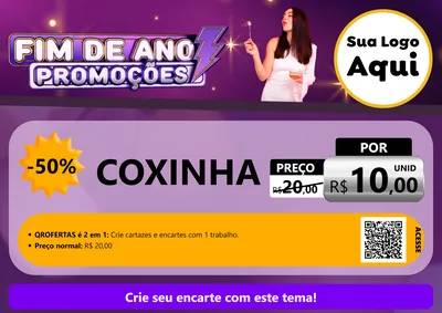 Modelo de Cartaz para Cartaz A4 Horizontal com o tema Fim de Ano Promoções para Salgadaria