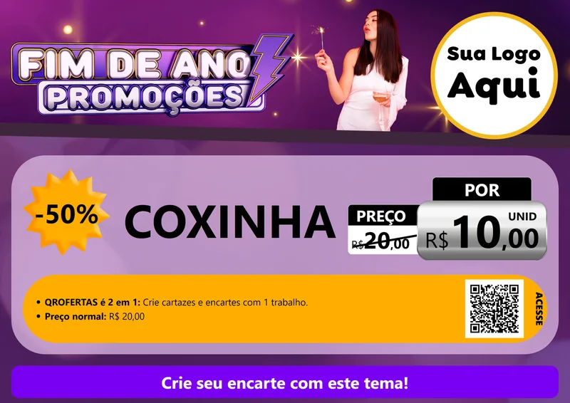 Modelo de Cartaz para Cartaz A4 Horizontal com o tema Fim de Ano Promoções para Salgadaria