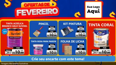 Modelo de TV para TV Horizontal com o tema Ofertas de Fevereiro para Tintas e Ferramentas