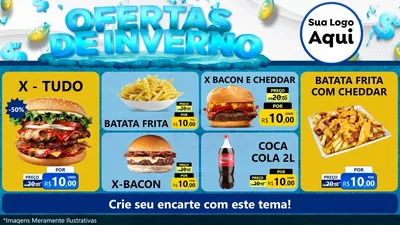 Modelo de TV para TV Horizontal com o tema Ofertas de Inverno para Hamburgueria
