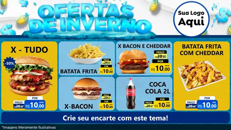 Modelo de TV para TV Horizontal com o tema Ofertas de Inverno para Hamburgueria