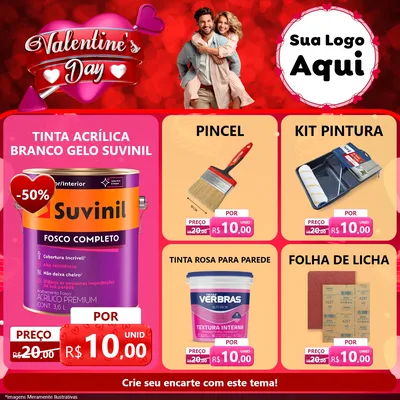 Modelo de Rede Social para Feed Facebook com o tema Valentine's Day para Tintas e Ferramentas