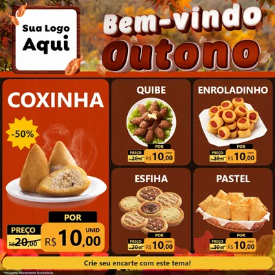 Modelo de Rede Social para Feed Facebook com o tema Bem-vindo Outono para Salgadaria