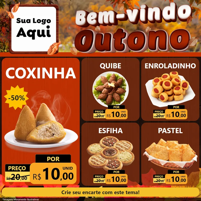 Modelo de Rede Social para Feed Facebook com o tema Bem-vindo Outono para Salgadaria