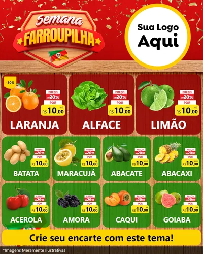 Modelo de Rede Social para Feed Instagram com o tema Semana Farroupilha para Hortifrúti