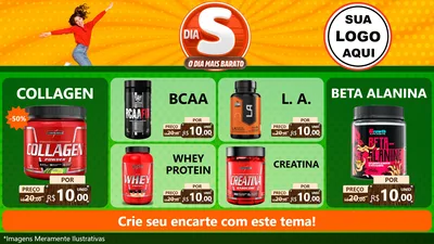Modelo de TV para TV Horizontal com o tema Dia S - O Dia Mais Barato para Suplementos alimentares