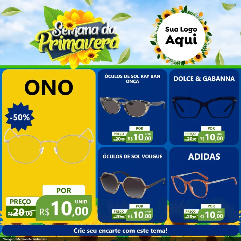 Modelo de Rede Social para Feed Facebook com o tema Semana da Primavera para Óticas