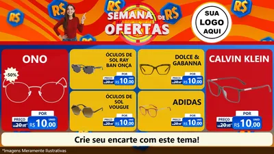Modelo de TV para TV Horizontal com o tema Semana de Ofertas para Óticas