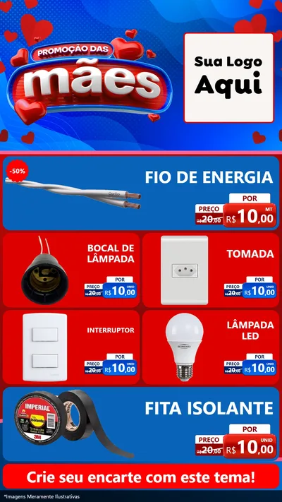 Modelo de TV para TV Vertical com o tema Promoção das Mães para Materiais Elétricos