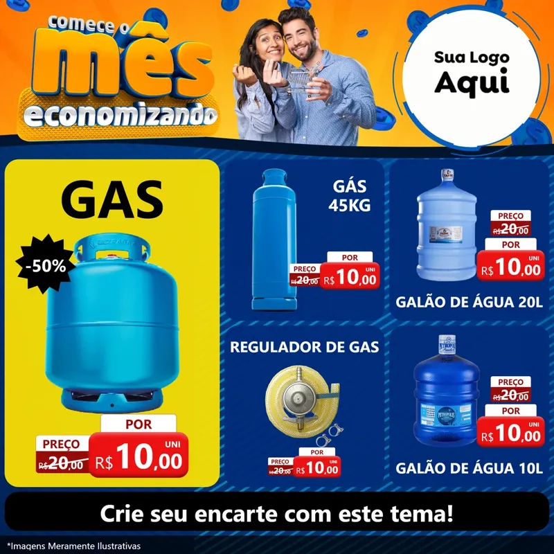 Modelo de Rede Social para Feed Facebook com o tema Comece O Mês Economizando para Água e gás