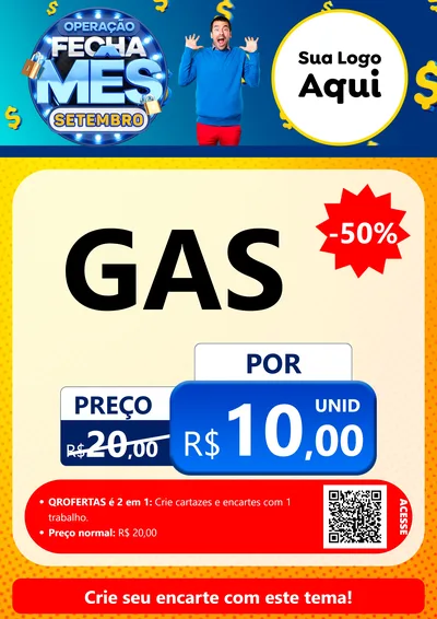 Modelo de Cartaz para Cartaz A4 Vertical com o tema Operação Fecha Mês Setembro para Água e gás