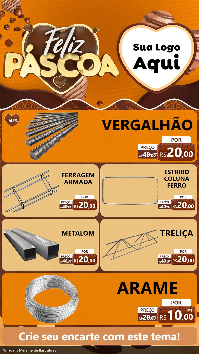 Modelo de TV para TV Vertical com o tema Feliz Páscoa para Ferragens