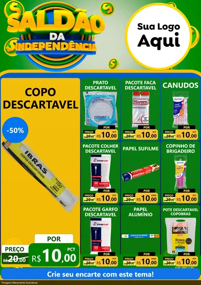 Modelo de Encarte para Encarte A4 Vertical com o tema Saldão da Indepêndencia para Embalagens