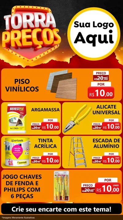 Modelo de TV para TV Vertical com o tema Torra Preços para Material para Construção