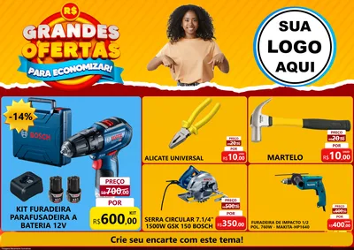 Modelo de Encarte para Encarte A4 Horizontal com o tema Grandes Ofertas Para Economizar! para Maquinas e Ferramentas