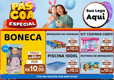 Modelo de Encarte para Encarte A4 Horizontal com o tema Páscoa Especial para Brinquedos