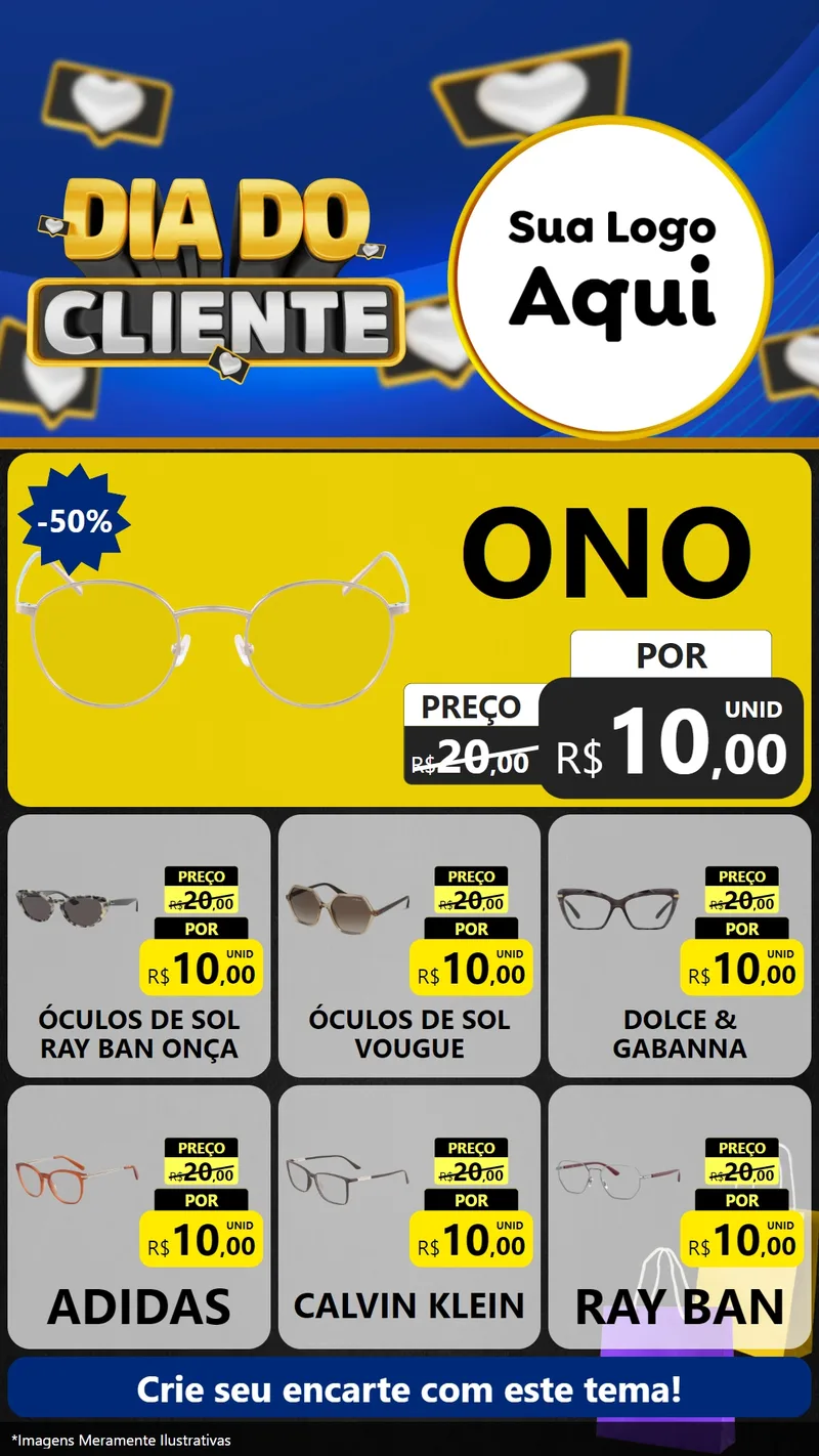 Modelo de Rede Social para Stories com o tema Dia Do Cliente para Óticas