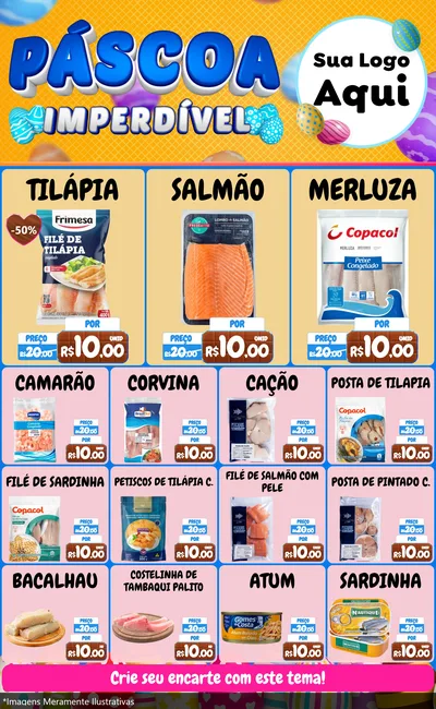 Modelo de Encarte para Encarte Grande com o tema Páscoa Imperdível para Peixaria