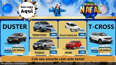 Modelo de TV para TV Horizontal com o tema Ofertas de Natal para Concessionaria de Carros