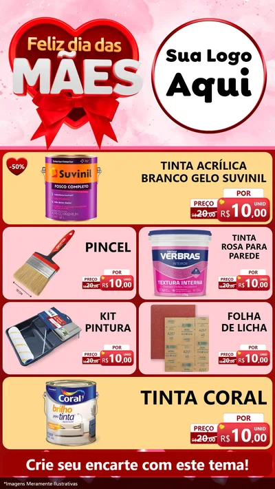Modelo de TV para TV Vertical com o tema Feliz Dia Das Mães para Tintas e Ferramentas