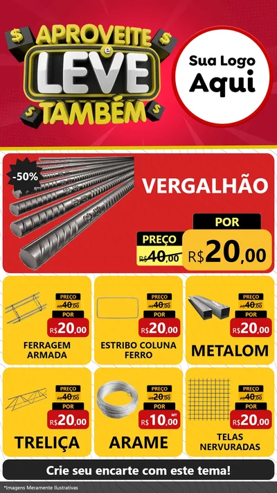 Modelo de Rede Social para Stories com o tema Aproveite e Leve Também para Ferragens