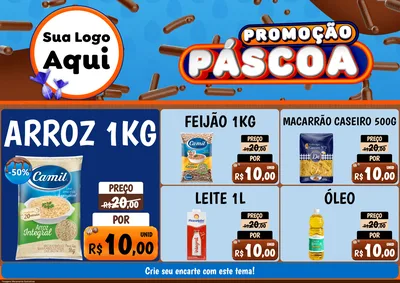 Modelo de Encarte para Encarte A4 Horizontal com o tema Promoção Páscoa para Supermercado