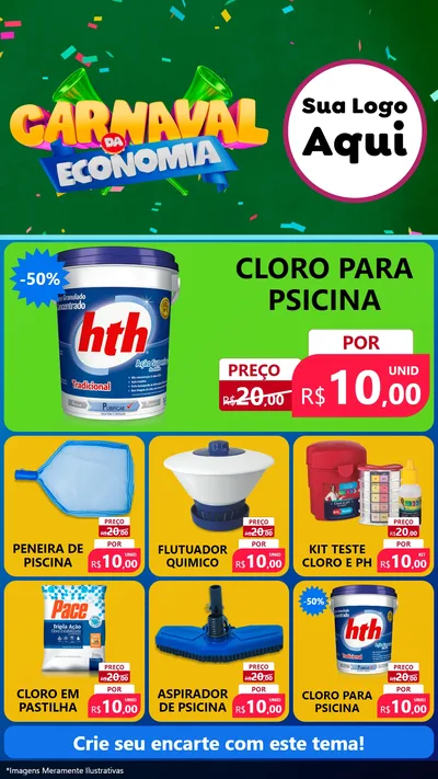 Modelo de Rede Social para Stories com o tema Carnaval da Economia para Produtos para Piscina