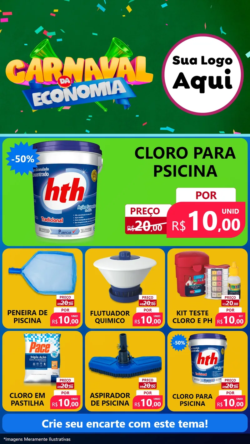 Modelo de Rede Social para Stories com o tema Carnaval da Economia para Produtos para Piscina