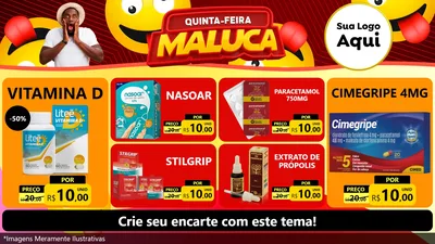 Modelo de TV para TV Horizontal com o tema Quinta-feira Maluca para Farmácia