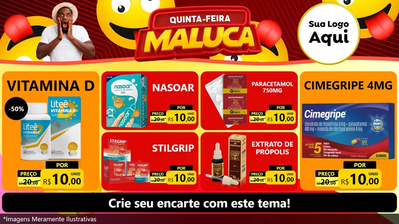 Modelo de TV para TV Horizontal com o tema Quinta-feira Maluca para Farmácia