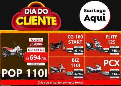 Modelo de Encarte para Encarte A4 Horizontal com o tema Dia do Cliente para Concessionaria de Motos