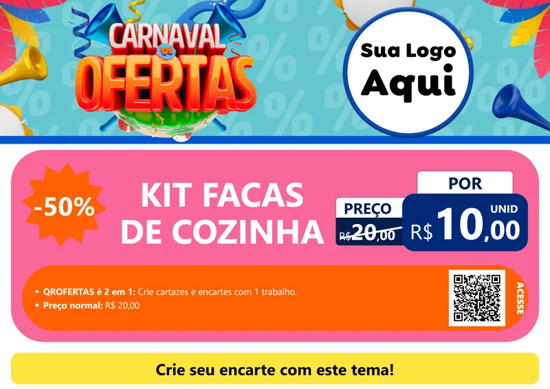 Modelo de Cartaz para Cartaz A4 Horizontal com o tema Carnaval de Ofertas para Utilidades Domésticas