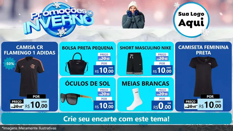 Modelo de TV para TV Horizontal com o tema Promoções de Inverno para Roupas e acessórios