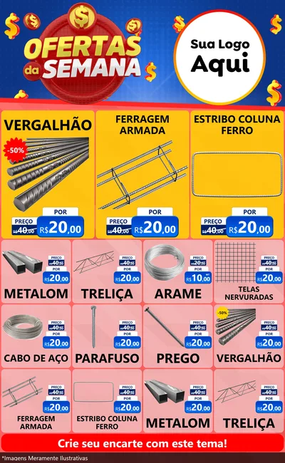 Modelo de Encarte para Encarte Grande com o tema Ofertas Da Semana para Ferragens