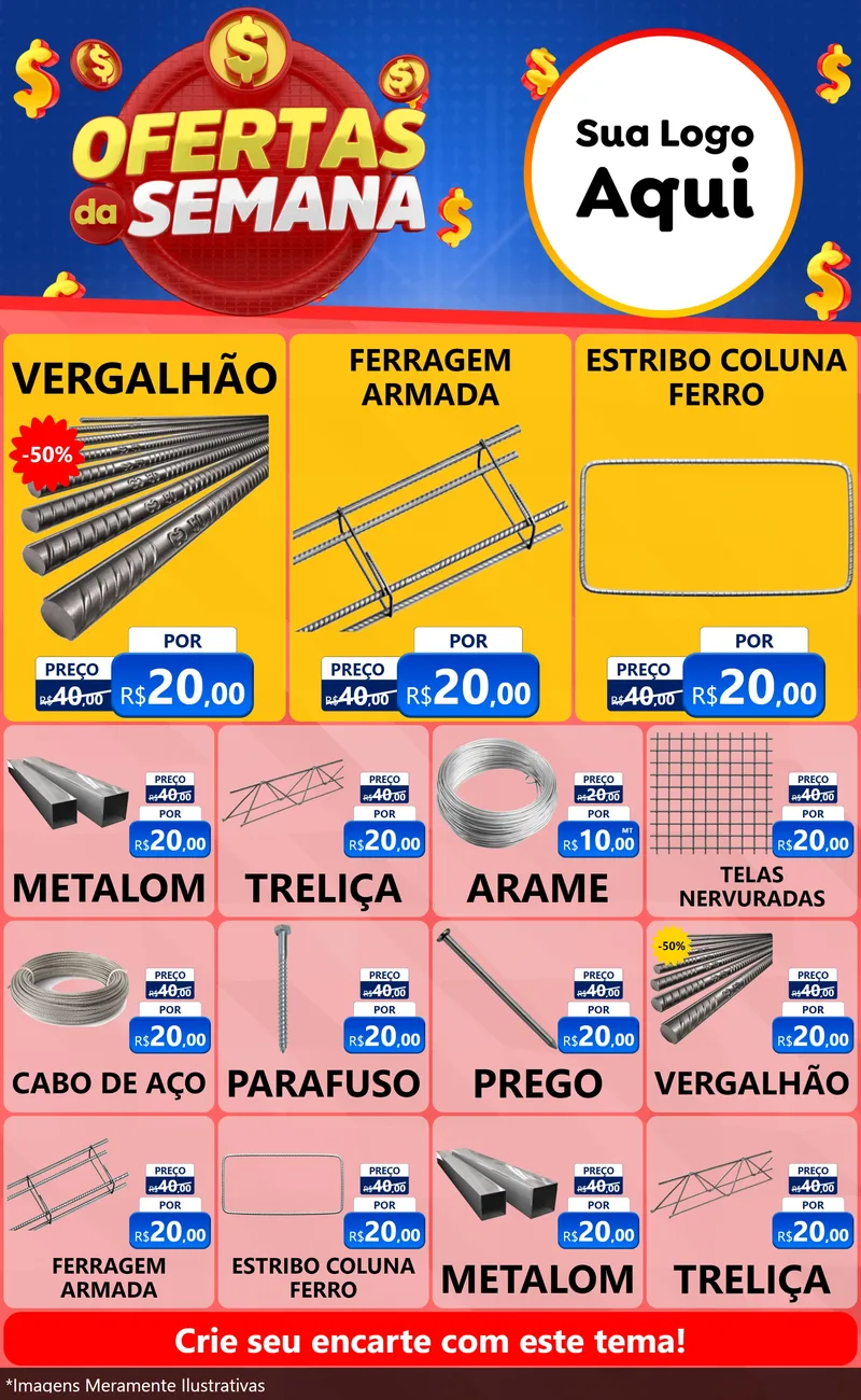 Modelo de Encarte para Encarte Grande com o tema Ofertas Da Semana para Ferragens