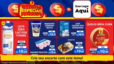 Modelo de TV para TV Horizontal com o tema Ofertas Especiais de Agosto para Frios e Laticínios