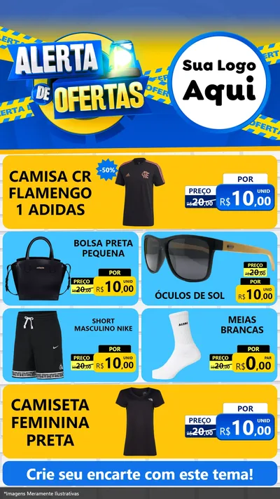 Modelo de TV para TV Vertical com o tema Alerta de Ofertas para Roupas e acessórios
