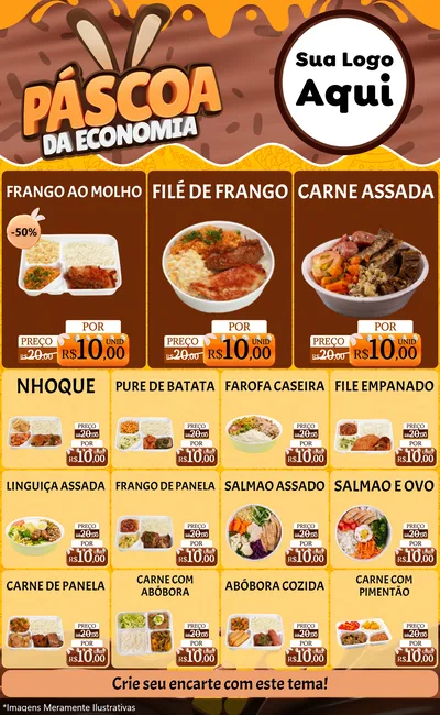 Modelo de Encarte para Encarte Grande com o tema Páscoa da Economia para Restaurante