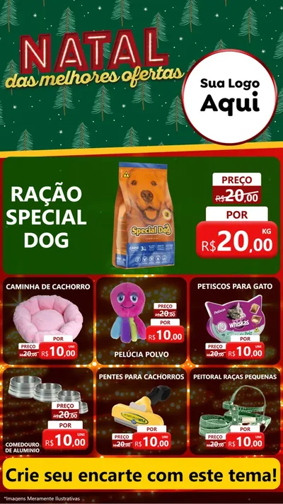 Modelo de Rede Social para Stories com o tema Natal das Melhores Ofertas para Pet Shop