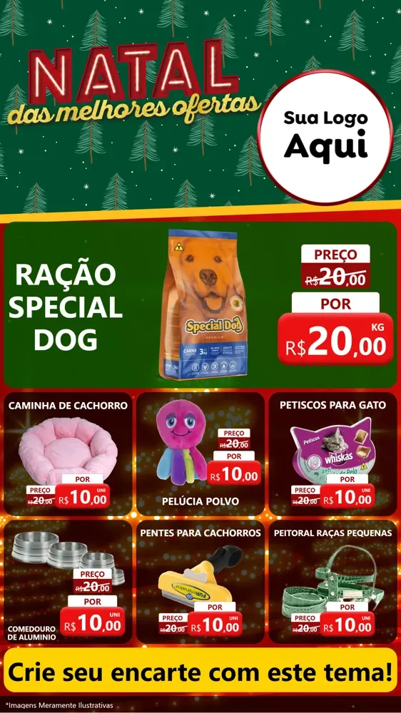 Modelo de Rede Social para Stories com o tema Natal das Melhores Ofertas para Pet Shop
