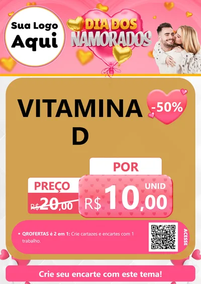 Modelo de Cartaz para Cartaz A4 Vertical com o tema Dia dos Namorados para Farmácia