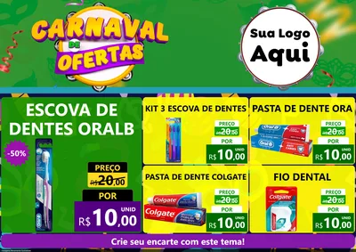 Modelo de Encarte para Encarte A4 Horizontal com o tema Carnaval de Ofertas para Higiene Pessoal