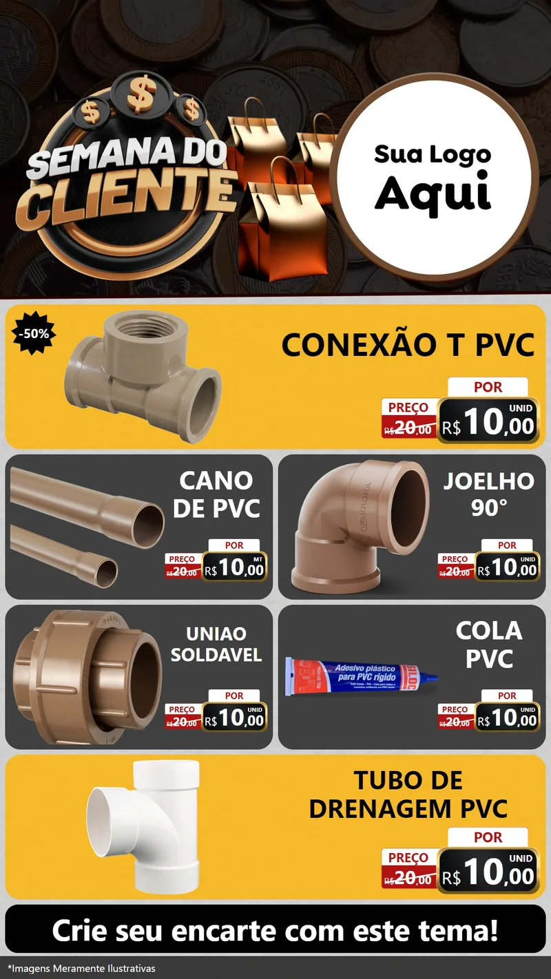 Modelo de TV para TV Vertical com o tema Semana do Cliente para Tubos e conexões